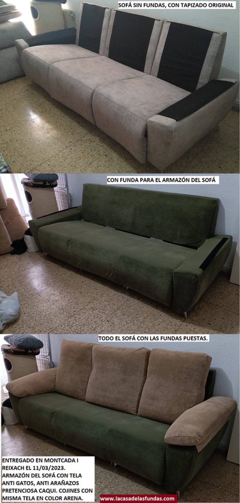 Fundas a medida para sofá con tela anti gatos, anti arañazos LA CASA DE LAS FUNDAS